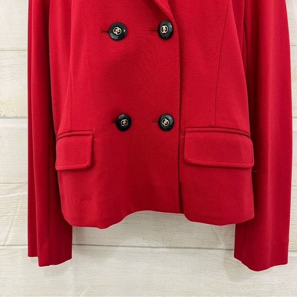 Peck & Peck Red Double Breasted Knit Long Sleeve Blazer - Picture 3 of 15